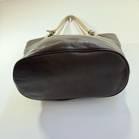 Michael Kors Metallic Bronze Brown Leather Tote Shoulder Handbag Purse - Picture 3 of 16